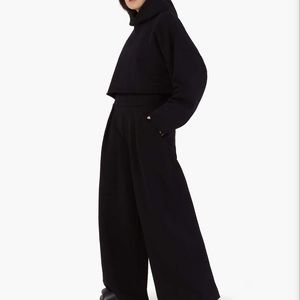TKEES Core Fleece Cropped Hoodie and Wide Leg Pant (Black, 2/3)